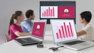 Voice-controlled AV console in corporate boardroom